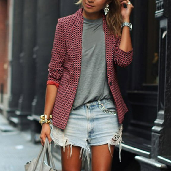 Vedolay Blazer jacket Womens Blazer for Work 2023 Business Casual Slim Fit Elegant Jackets,Red M