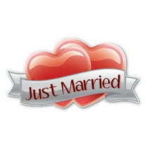 Just Married Hearts Car Sign Magnet