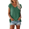 thumbnail image 2 of Timegard Womens Summer Tops Cap Sleeve V Neck Tunic Top Solid Color Casual Comfy Tee Shirts with Pocket, 2 of 5