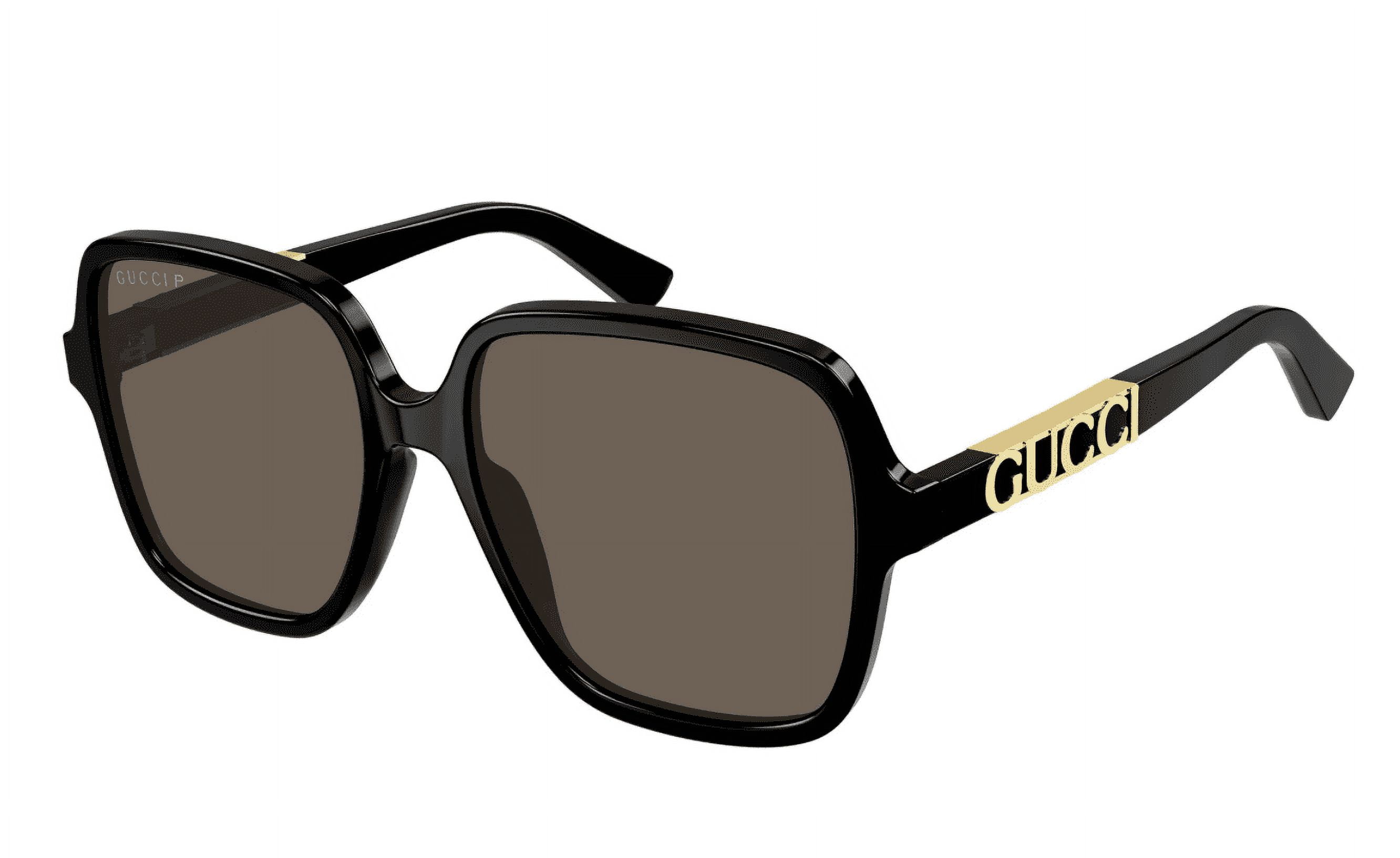 Gucci GG1189S-001 Oversized Black Square Sunglasses with Gold Cutout Temples and for Womens