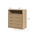 thumbnail image 3 of 4 Drawer Storage Dresser with LED Lights & USB Charging Station Modern Farmhouse Chest of Drawers for Bedroom, Living Room or Hallway, Oak, 3 of 8