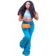 thumbnail image 4 of Pantalones vaqueros elásticos para mujer, informales de Vaqueros cintura alta, ajustados, acampanados, a la moda, color azul, otoño, 2023, 4 of 4