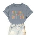 thumbnail image 6 of Lovskoo 2024 Summer Tops Womens Fashion Short Sleeve Round Neck Trendy "Paralegal Like A Lawyer Only Poor" Printed T-Shirt Casual Loose Shirt Tops Gray 2XL, 6 of 7