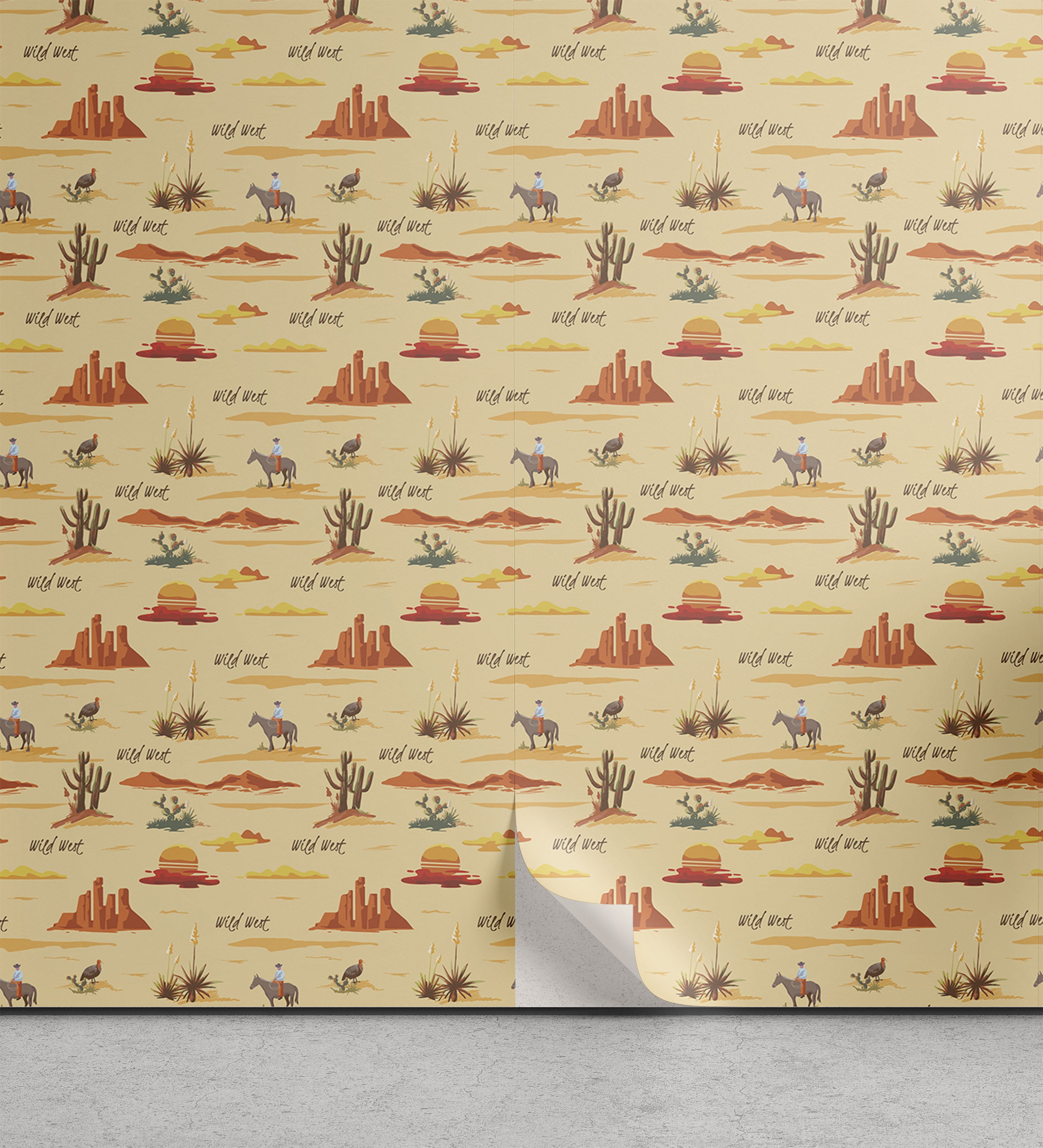 Dune Peel & Stick Wallpaper, Vintage Style Repetitive Wild West Pattern