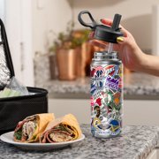 Hydrapeak x NBA Officially Licensed All Team Sticker Print 20 oz Insulated Water Bottle with Straw Lid and Handle (Current)