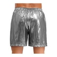 thumbnail image 2 of iiniim Men's Shiny Metallic Disco Shorts Loose Fit with Side Pockets for Casual Daily Party Wear Silver M, 2 of 7