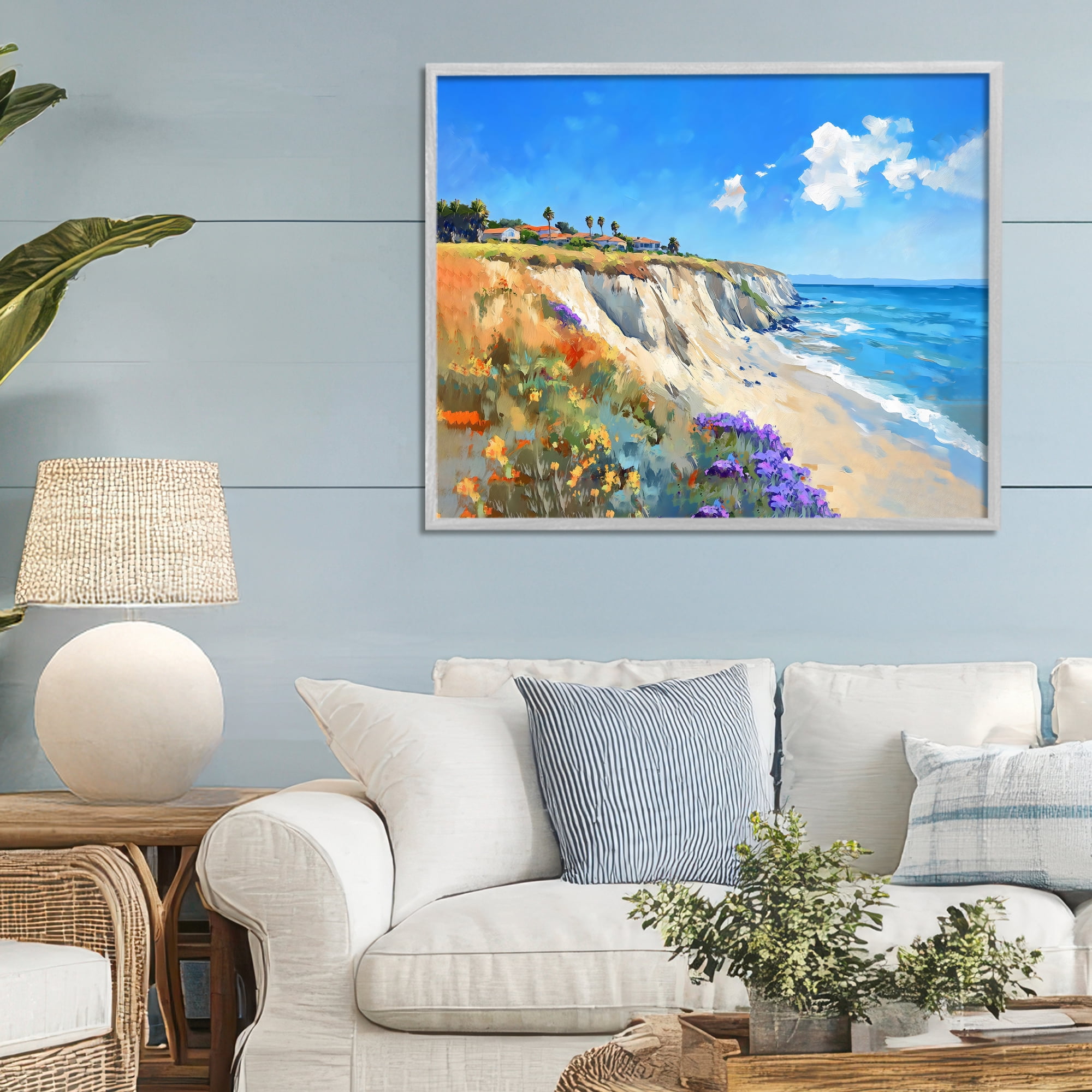 Stupell Industries Coastal Wildflower Field Gray Framed Giclee Art, design by The Prints Vibe