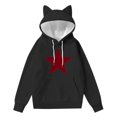 thumbnail image 4 of Women Cat Ear Hooded Sweater Long Sleeve Pullover Blouse Cozy Casual Outwear Cute Winter Warm Top, 4 of 4