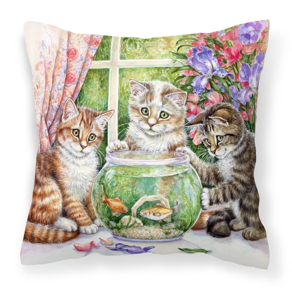 Carolines Treasures CDCO325APW1414 White Tabby by Debbie Cook Canvas Decorative Pillow  14Hx14W multicolor