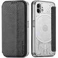 thumbnail image 5 of Clear Case for Nothing Phone 1 with Card Holder, Fiber Pattern PU Leather Wallet Flip Shockproof Phone case Cover for Nothing Phone 1 QW Black, 5 of 9