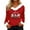 Red, variant on Women Christmas Outfit Women's Christmas Printed V-Neck Long Sleeve T-Shirt Top with Collar for Holiday Festive Seasonal Outfit Red 2XL