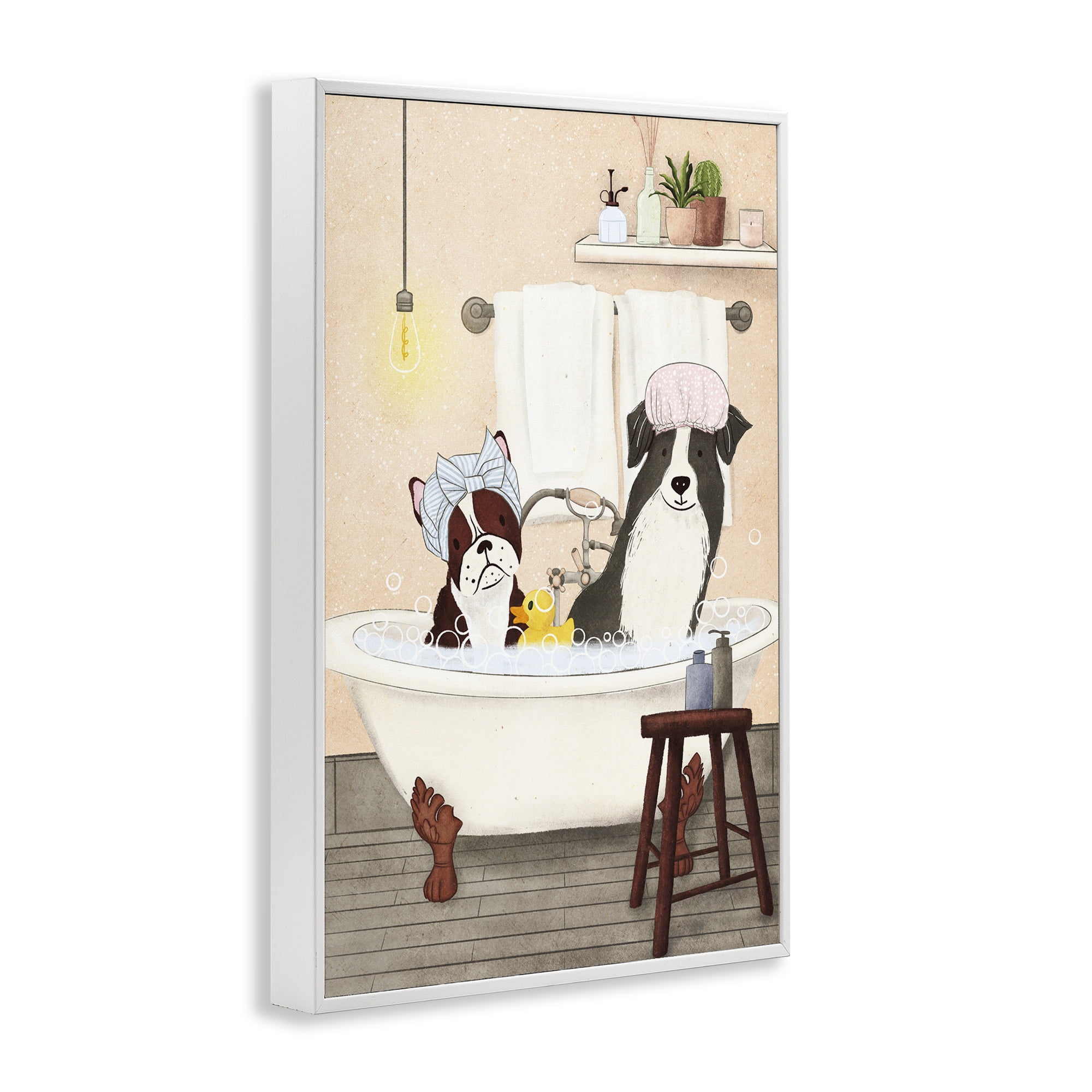 Stupell Industries Doggie Bath Time Typography Painting White Framed Art Print Wall Art, 16 x 24