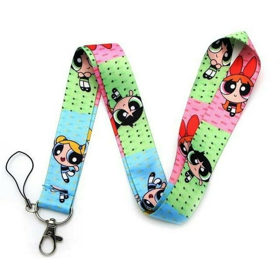 Powerpuff Repeat Design Lanyard ID Holder Keychain