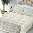 thumbnail image 3 of Ambesonne Botanical Fitted & Flat Sheet with Sham 3 Pcs Set, Pastel Art Vintage Floral, Twin XL, Blush and Pale Olive Green, 3 of 5