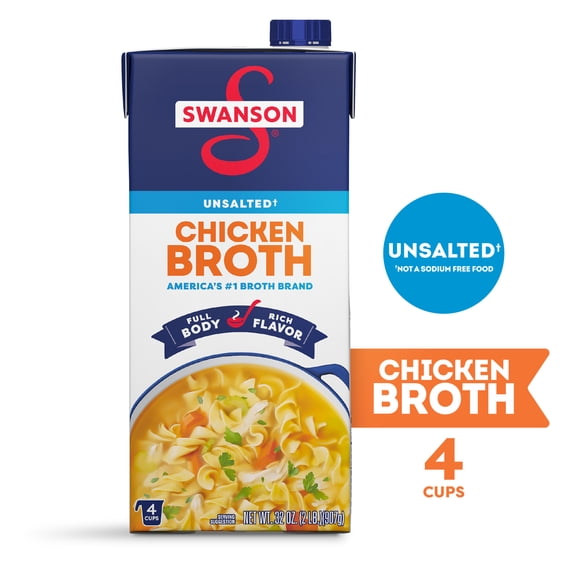 Swanson Unsalted Chicken Broth, 32 oz Carton