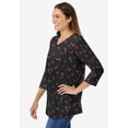 thumbnail image 2 of Woman Within Plus Size Perfect Printed Three-Quarter Sleeve V-Neck Tee, 2 of 6