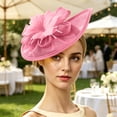 thumbnail image 6 of Karymi Baseball Cap Elegant Fascinator Hat with Fake Feather Flower, Mesh Tea Party Derby Headpiece, Clip-on Hair Accessory for Wedding Church Hats for Women, 6 of 6