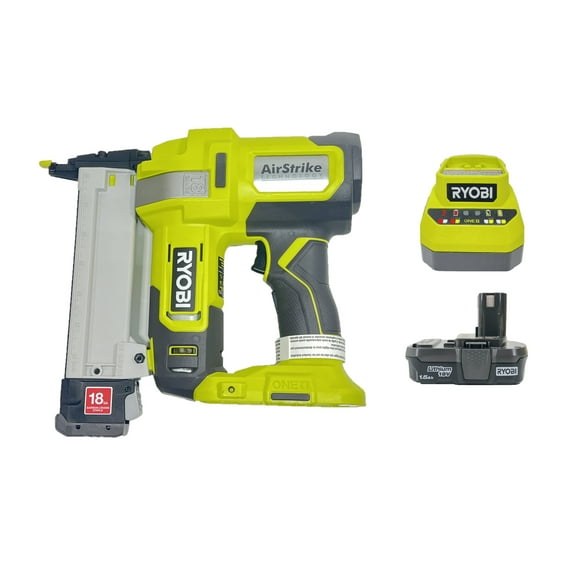 RYOBI ONE  P361 18V 18-Gauge Cordless AirStrike Narrow Crown Stapler Kit with Battery and Charger