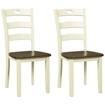 Signature Design by Ashley Woodanville Cottage Ladderback Dining Chair, Set of 2, Cream & Brown