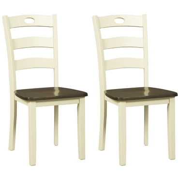 Signature Design by Ashley Woodanville Cottage Ladderback Dining Chair, Set of 2, Cream & Brown