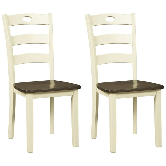 Signature Design by Ashley Woodanville Cottage Ladderback Dining Chair, Set of 2, Cream & Brown
