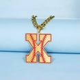 thumbnail image 2 of Baseball Initial A-Z Letter Pendant Necklace Cuban Chain Stainless Steel Jewelry, 2 of 7