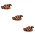 thumbnail image 4 of Qarigey Cinturón de cuero para mujer, accesorio de decoración de moda, adorno de cintura, hebilla informal en forma de corazón para niña, camello 3Conjunto, 4 of 6