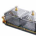 thumbnail image 3 of Glass Serving Platters With 3 Compartments And Matching Lid and Tray For Snacks Appetizers Kitchen Essential, 3 of 11