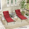 thumbnail image 2 of Outsunny Coussins de Chaise Longue d'Extérieur avec Attaches au Dossier, Ensemble de 2, Rouge Vin, 2 of 10