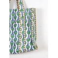 thumbnail image 2 of Bolso acolchado de algodón estampado a mano reversible con estampado floral verde, 2 of 8