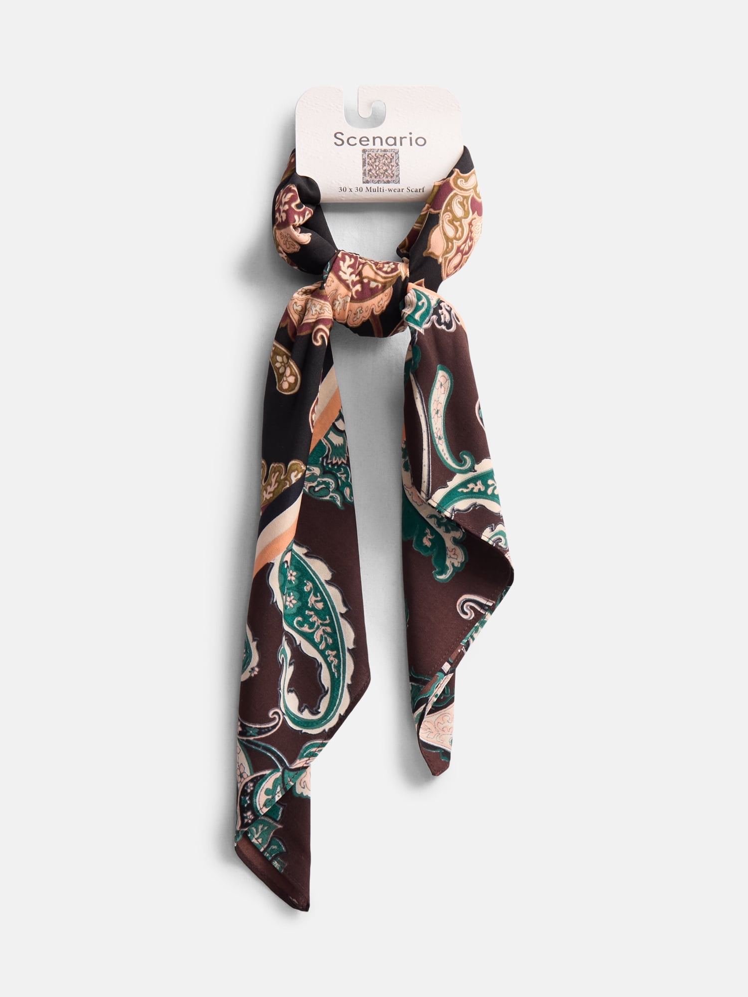 Scenario Women's Printed Square Scarf, Teal