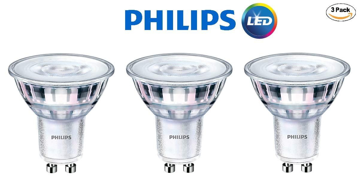 Vooruitgang Gevoelig beloning Philips 465104 LED GU10 Dimmable 35-Degree Spot Light Bulb: 400-Lumen,  5000K Daylight, 6-Watt 50-Watt Equivalent, 120V MR16, 3-Pack - Walmart.com