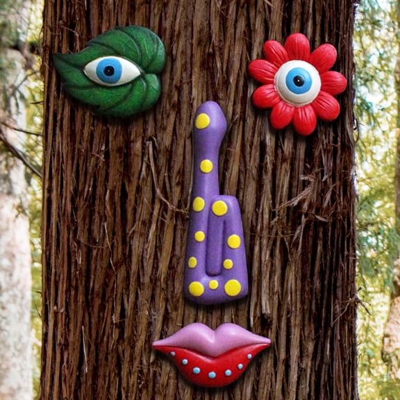Tree Faces Decor Outdoor,Colorful Leaves Garden Art Decor,Tree Art Decoration,Suitable for Patio Trees (1, Colorful Leaves)