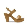 thumbnail image 3 of BLISSFUL STEP Women Platform Slingback Block Heeled Sandals Brown 7, 3 of 6