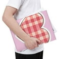 thumbnail image 4 of Pobuds Leather Laptop Sleeve, Padded Case, Thin Portable, Versatile Bag - Compatible with 13 inch laptops or MacBook Air Pro 13 inch 2016 or later - Vertical, Pink Plaid Heart (1), 4 of 5