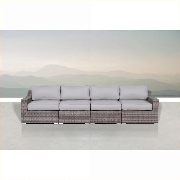 Outdoor 4-Piece Fully Assembled Rattan Sectional Sofa, Patio Seating for 4 | Wicker | Grey Mix