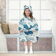 thumbnail image 7 of Dailycode Wearable Blanket Hoodie Oversized Sherpa Flannel Blankets with Pocket for 3-14 Year Old Cartoon Bubbles and Whale, 7 of 7