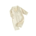 thumbnail image 2 of BemeyourBBs Newborn Baby Girl Boy Silk Satin Pajamas Rompers Kids Long Sleeve Button Down Pjs Infant One Piece Jumpsuit Loungewear Sleepwear, 2 of 10