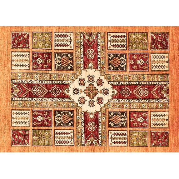 Ahgly Company Indoor Rectangle Abstract Orange Modern Area Rugs, 6' x 9'