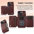 thumbnail image 3 of Crossbody Wallet Case for iPhone 13/iPhone 14 6.1 inch, Card Holder Folio Cover Kickstand RFID Blocking Phone Case PU Leather Zipper Purse Wrist Strap Lanyard Flip Case for Women - Red Wine, 3 of 14