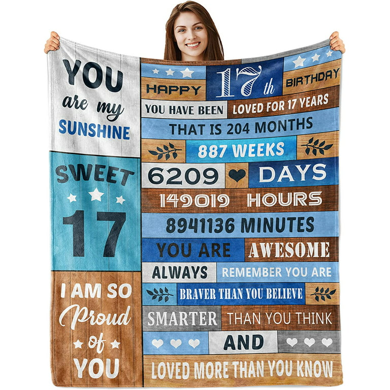 AIPIXIE Birthday Gift for 17 Year Old Girl, 17th Birthday Blanket 50X60,  17th Birthday Gift for Girls, Gift for 17 Year Old Girl, 17 Year Old Girl
