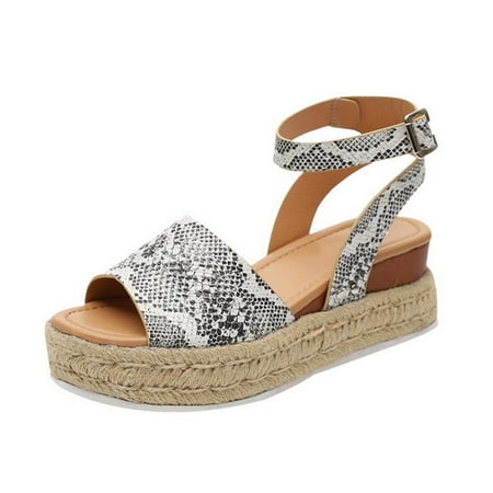 

Gladiator Sandals for Women Open Toe Slip On Platform Sandals Espadrilles Strap Wedges Shallow Beach Shoes