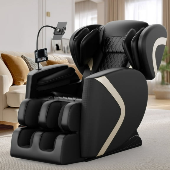 Sesslife Zero Gravity Massage Chair, Full Body Shiatsu Recliner with Air Pressure, Heating, Air Bags, Foot Rollers, Bluetooth and Portable Stand for Bedroom Living Room, Black