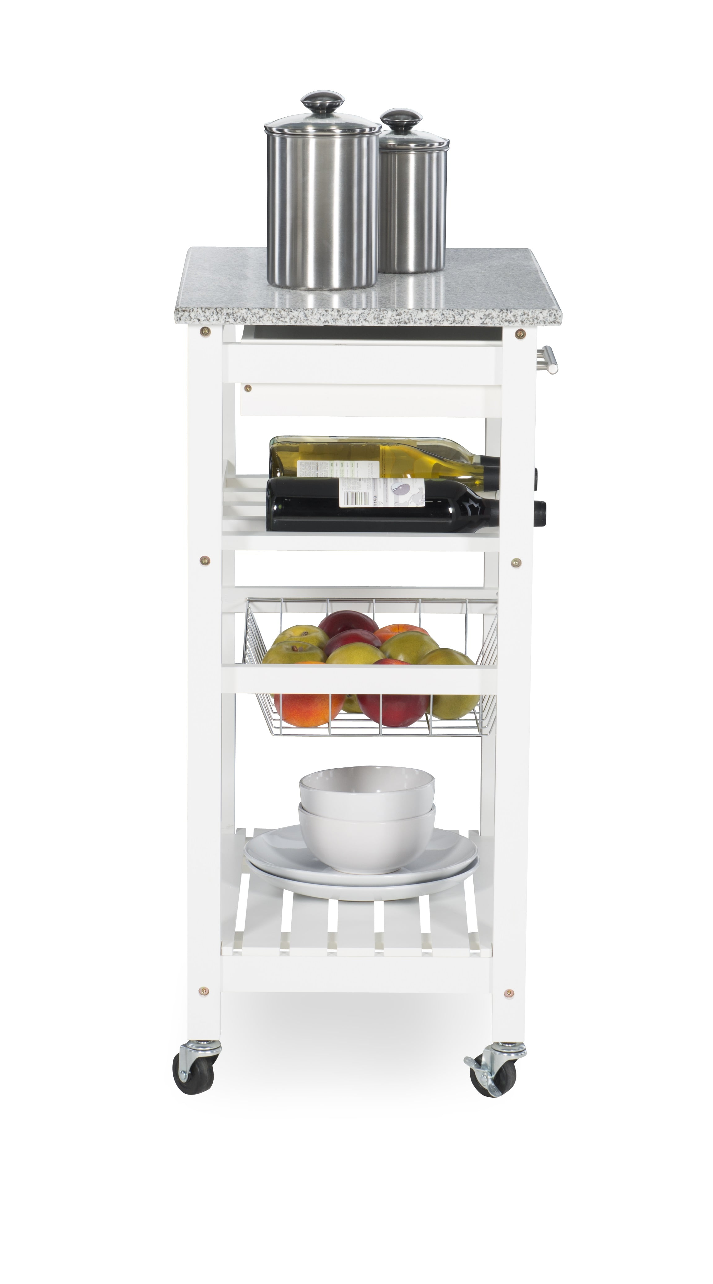 Linon Roger Kitchen Island Granite Top, with Castors, Multiple Colors