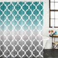 thumbnail image 3 of Teal White Grey Ombre Morocco Pattern Waterproof Fabric Shower Curtain,Modern Moroccan Geometric Waterproof Fabric Shower Curtain for Bathroom Bathtubs Shower Curtains with 12 Hooks Standard 60x72, 3 of 8