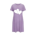 thumbnail image 5 of yillto Women Nightgown Short Sleeve Sleepshirt Crewneck Heart Graphic Sleepwear Nightshirts Pajama Dress, 5 of 5