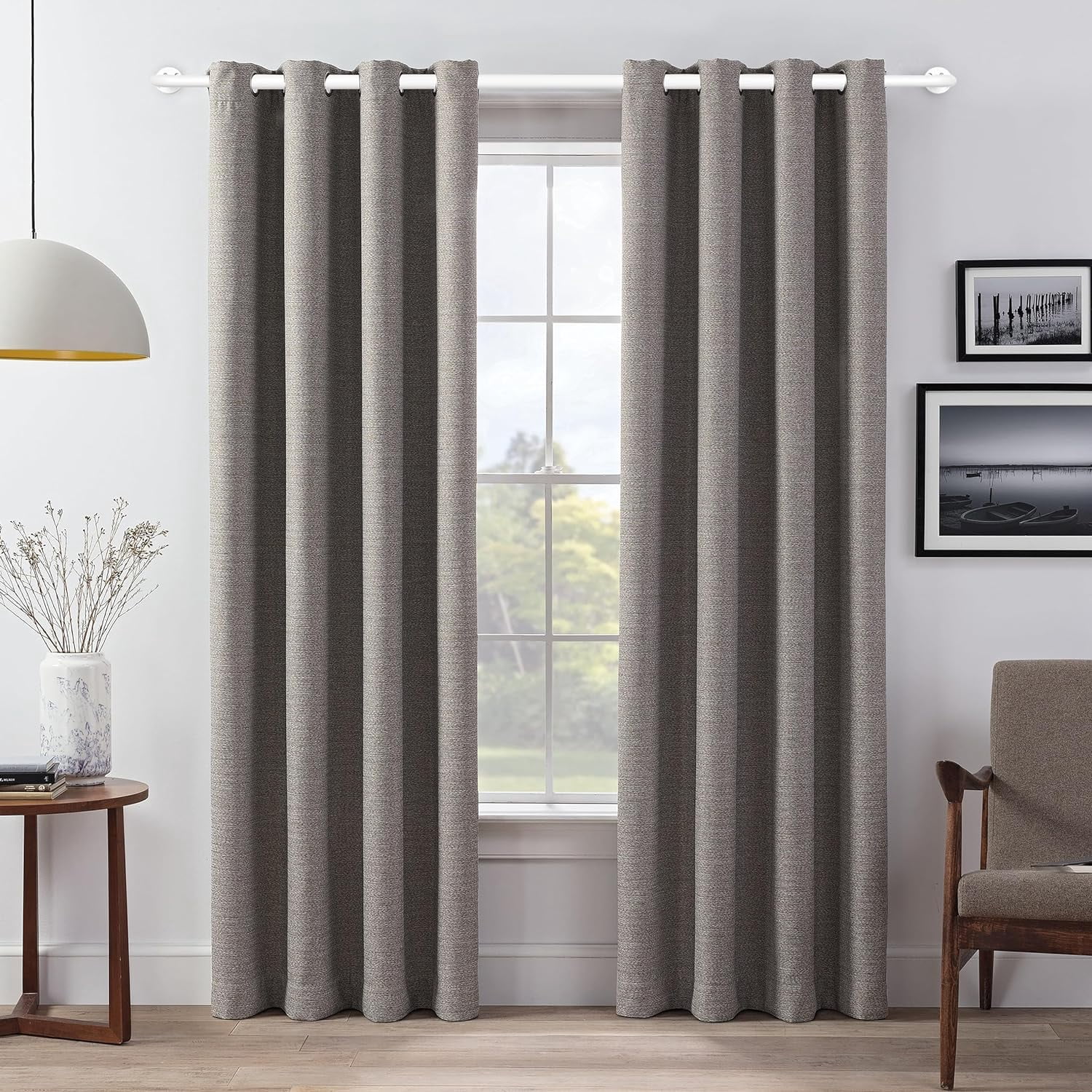 eTeckram Energy Saving Wrap Around Blackout Return Adjustable Window Curtain Metal Rod Set, 5/8 inch Diameter,84"-120",Glossy white