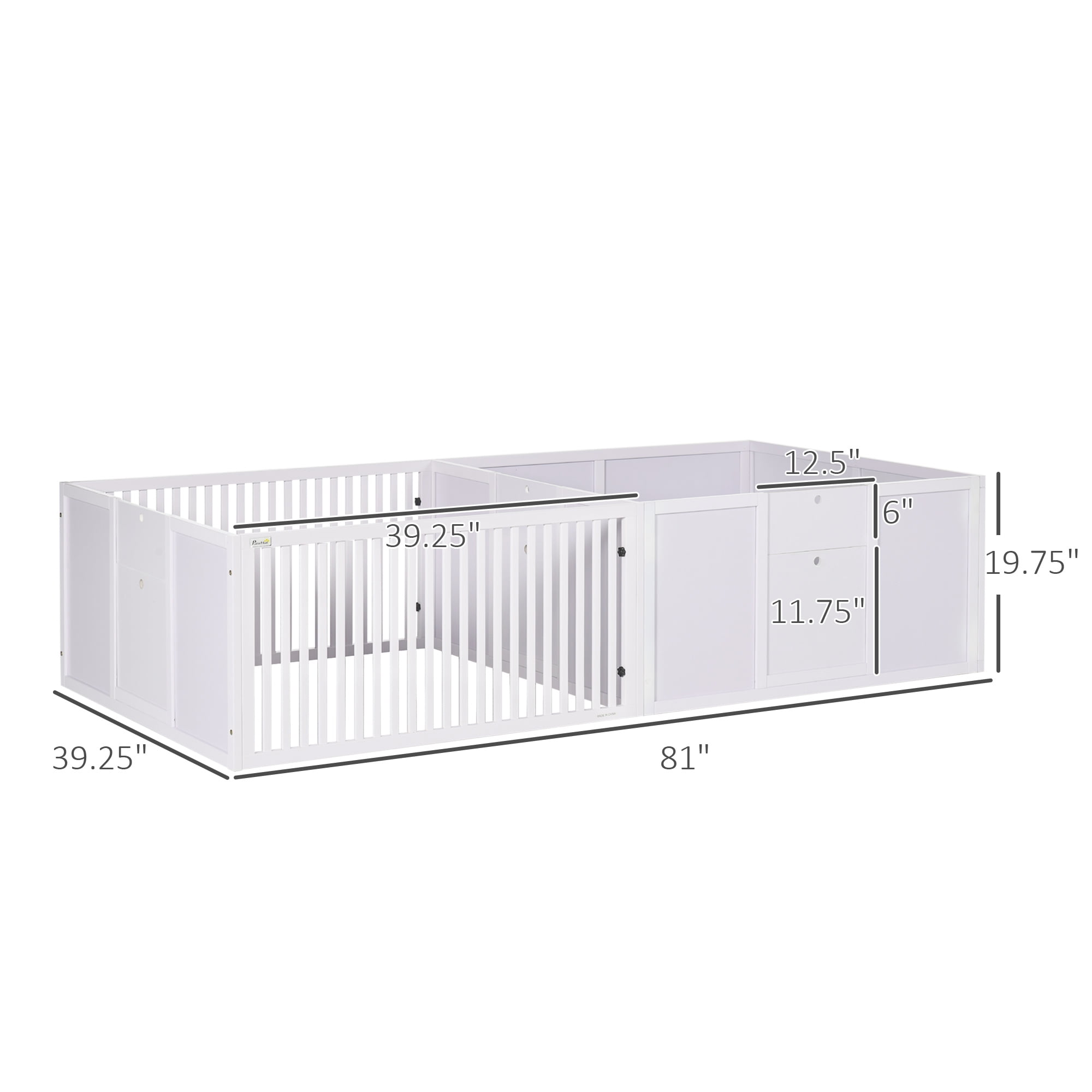 Luxvie Whelping Box for Dogs Built for Mother's Comfort, Dog Whelping Pen with Removable Doors, Puppy Playpen for Indoors, Newborn Puppy Supplies & Essentials, 81" x 39" x 20", White