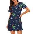 thumbnail image 1 of Fotbe Dinosaur Astronaut Bata de Dormir para Mujer con Estampado, Camisón de Algodón de Manga Corta, Ropa de Dormir Casual, 1 of 6