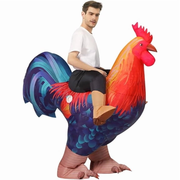 Inflatable chicken costume rooster adult suit fun cosplay Christmas carnival Halloween dress up men and women birthday Christmas,Height 59"β74.8",Blue